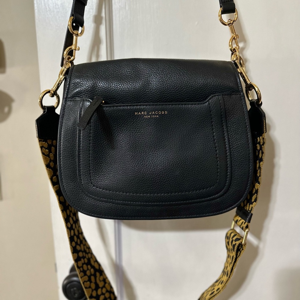Marc Jacobs Black Crossbody Bag with Gold Accents